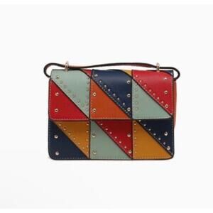 Sondra Roberts / Color-block Purse / Boho Geometric Pattern Crossbody Bag